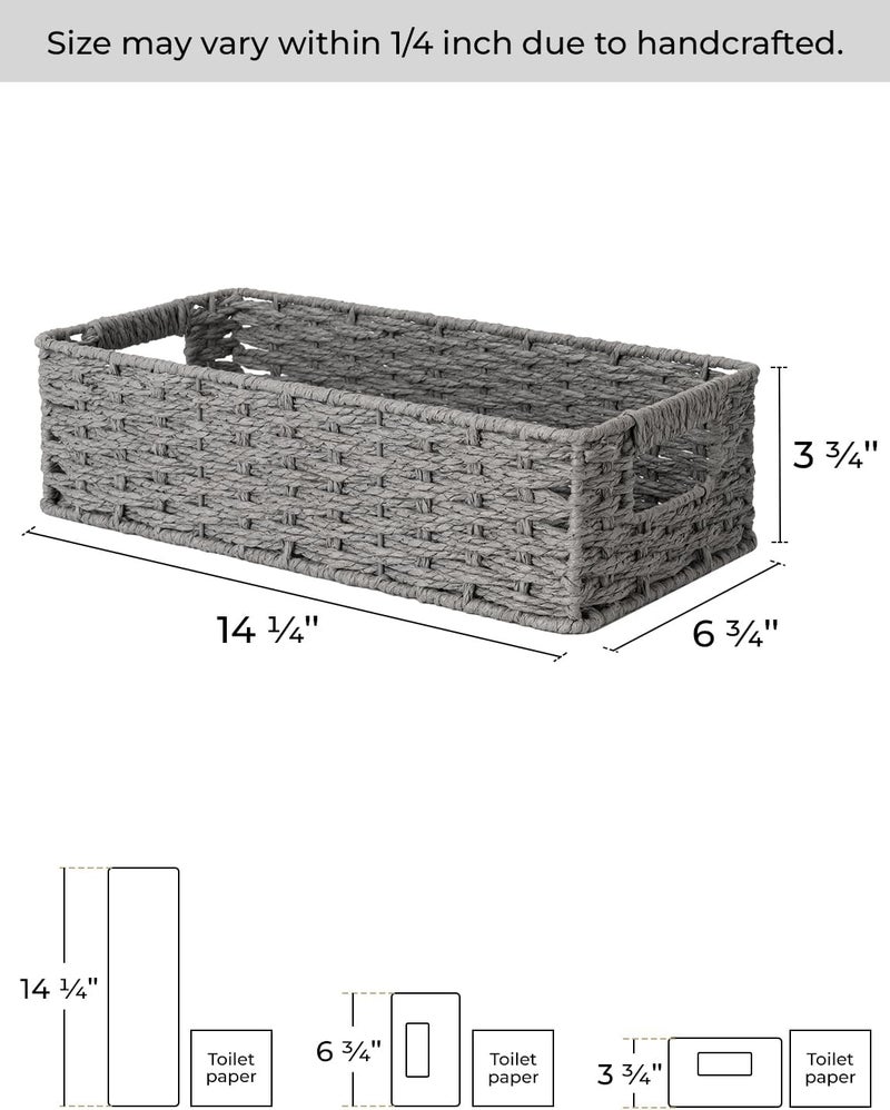 StorageWorks Toilet Tank Basket for Bathroom, Round Paper Rope Wicker Storage Basket Back of Toilet Tank Top, 14 ¼"L x 6 ¾"W x 3 ¾"H, 1 Pack - Image 2